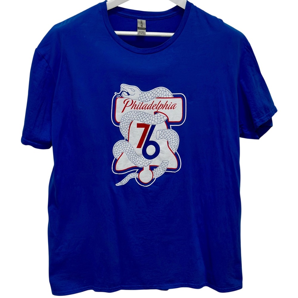 Philadelphia 76ers Unite basketball Tshirt Womens XL Blue 100% Cotton Gildan EUC